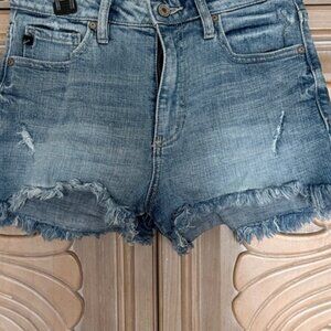 Blue Frayed Jean Shorts